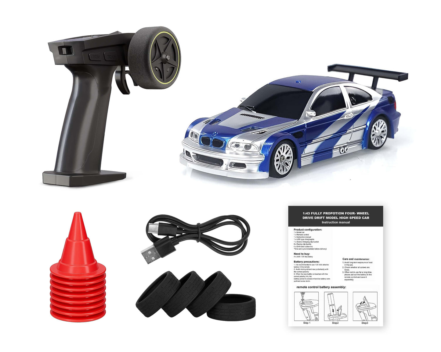 1/43 2.4G RC Drift Car (Blue)
