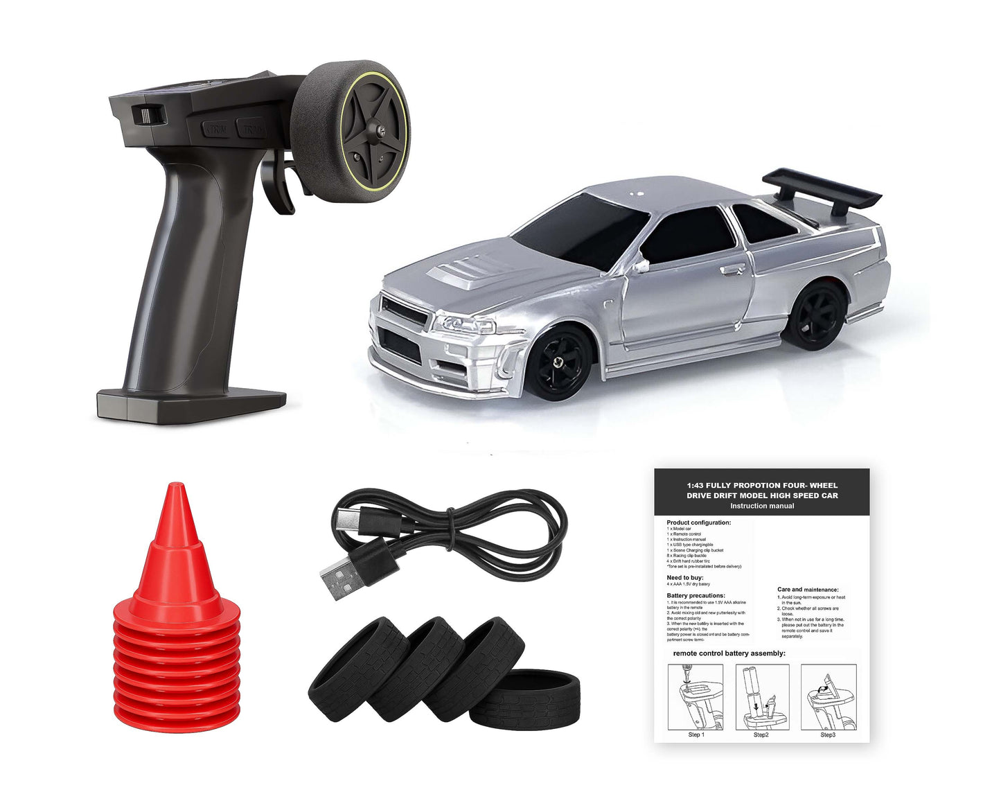 1/43 RC Drift & Racing Car (Grey)