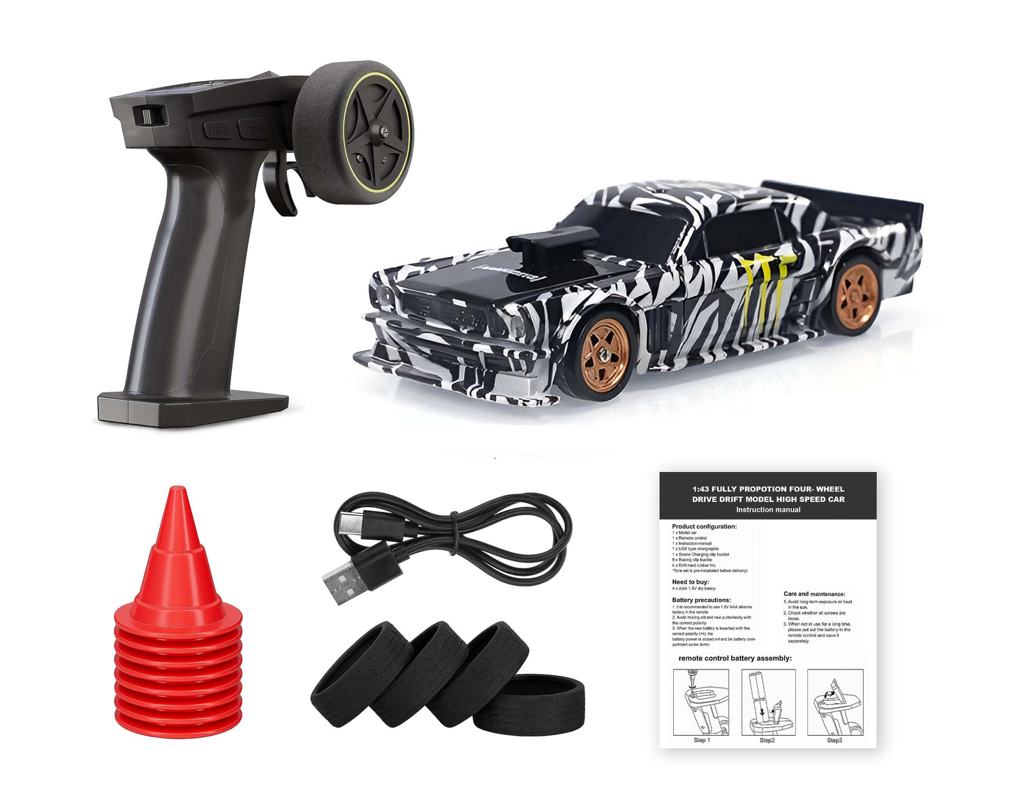 1/43 2.4G RC Drift Car (Black)