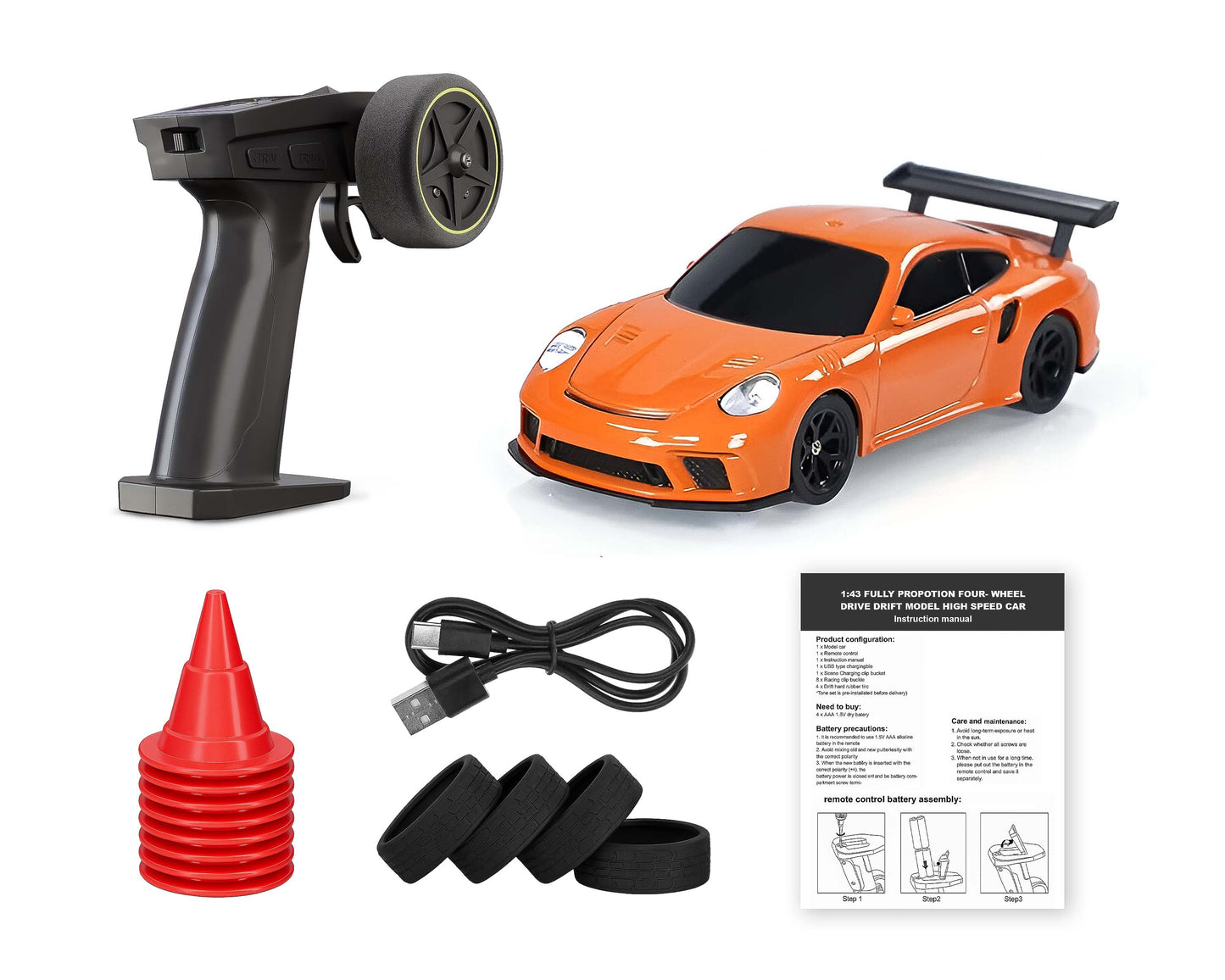 1/43 2.4G RC Drift Car (Orange)